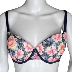 Pink Victorias Secret‎ Bra Womens 36D Blue Pink Floral Date Push Up Intimates
